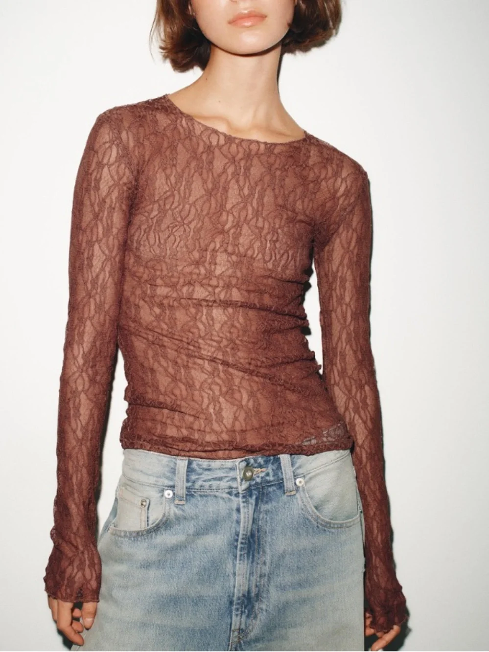 Zara NWT long sleeve lace top 3641/874